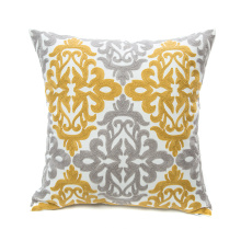 Yellow Decorative Embroidery  Throw Pillow Covers Cushion Cases for Couch Sofa Bedroom Cotton Canvas pillowcase  18x18 inch